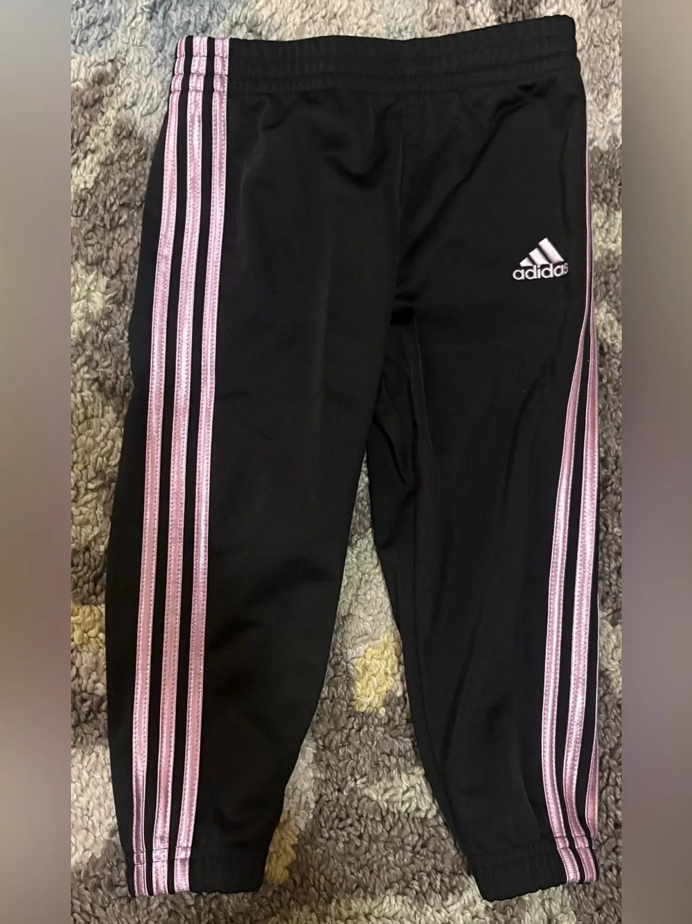 Adidas Girls Kids Black & Pink Track Suit- Girls